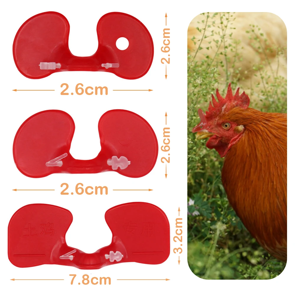 50PCS Red Anti-pecking Chicken Glasses Plastic Pheasant Goggles Glasses with Bolt Protect Eyes Hens Poultry Farming  Equipment