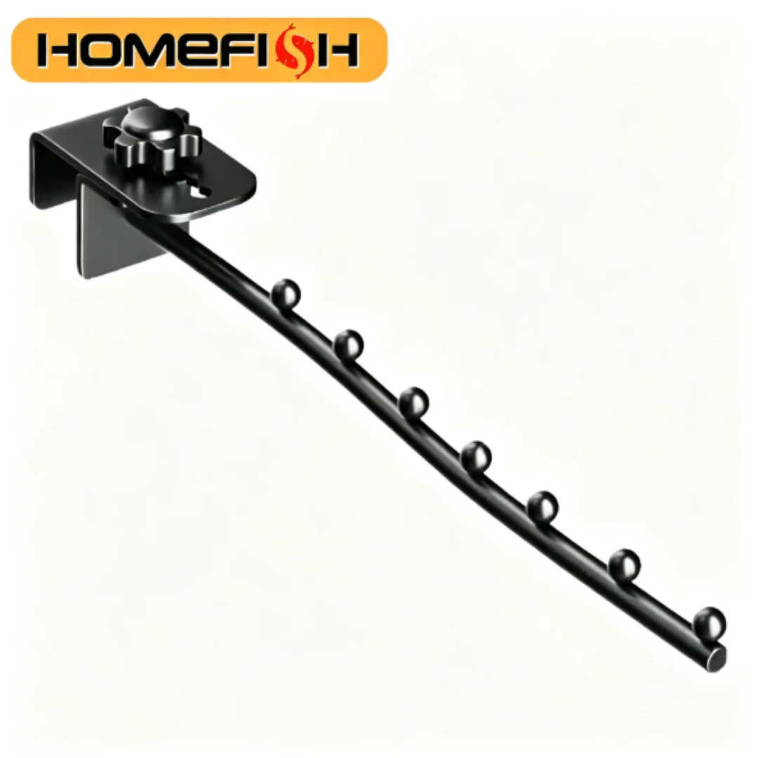 HOMEFISH Adjustable Black Metal Square Tube Hook 7 Bead Dorm Clothes Hanging Organizer