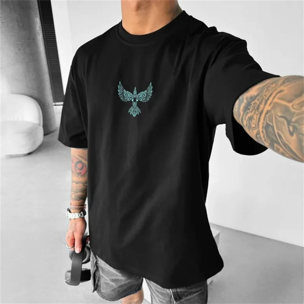 Wiki Ethnic Totem Graphic Men's T-Shirt Summer Street Y2K Cotton Short Sleeve T Shirts for Men Casual Vintage Tops Clothing