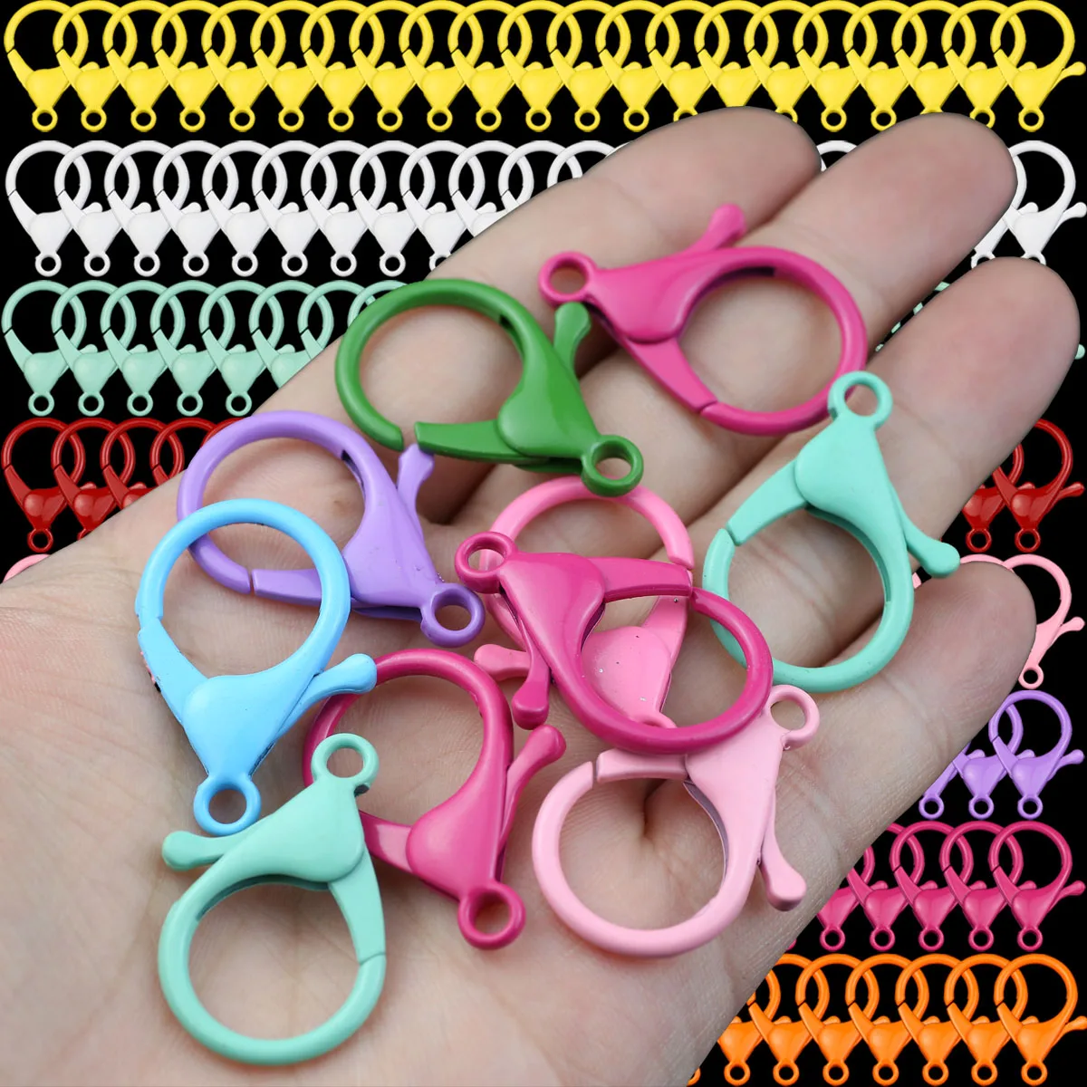 20/60/100Pcs 25/35MM Plastic Lobster Clasp Bag Keychain Colourful Connector For Making Bracelet Jewelry Pendant DIY Accessories