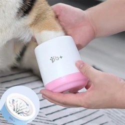 Pet Cats Dogs Paw Cleaner Cup Soft Silicone Dog Puppy Foot Washer Dirty Paw Cleaning Cup One Click Manual Quick Feet Wash Tool