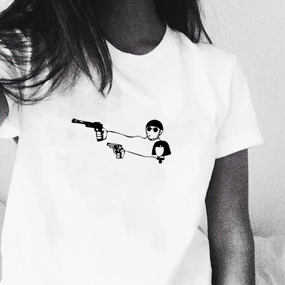 Harajuku Valentine\'s Day Gift Movie Leon The Professional T Shirt Men Women top tees Cartoon Leon Matilda Funny Couple T-shirt