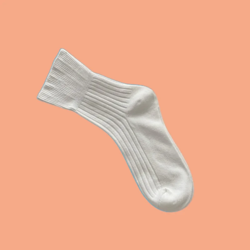 

3/6 Pairs Pure Cotton Spring and Summer Postpartum Socks Women White Middle Tube Socks Cotton Socks Double Needle Stacked Socks