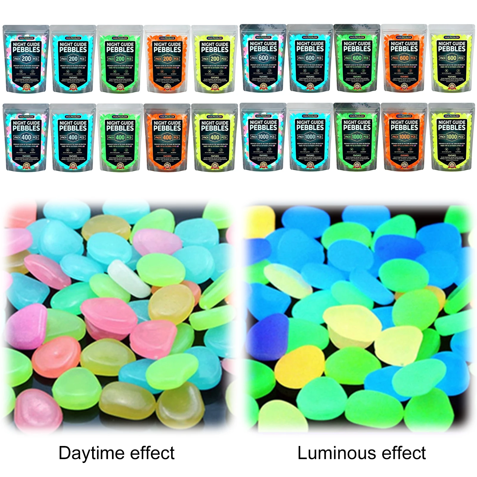 Fish Aquarium Guide - 200/400/600/1000pcs Glow In The Dark Pebbles