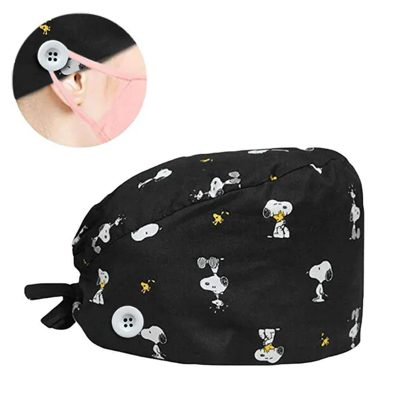 Snoopy Operating Cap Bonnets Printing Nurse Sweat Absorbent Head Wrap Towel Surgical Anti Dirty Cotton Operating Room Soft Hat