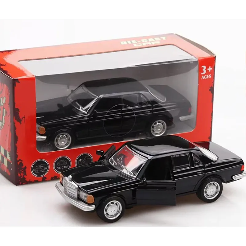 Carro clássico e-class w123, 1/36, carro retrô, função reversa, modelo com 2 portas abertas, simulação, brinquedo infantil com caixa original