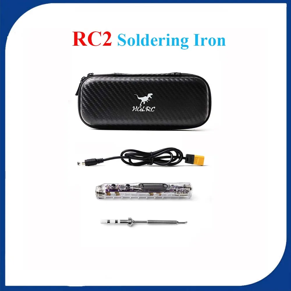 Hglrc Rc2 Oled Display Soldering Iron With Constant Temperature Compatible With Ts T12 Tips For Fpv Drone Repair Tools