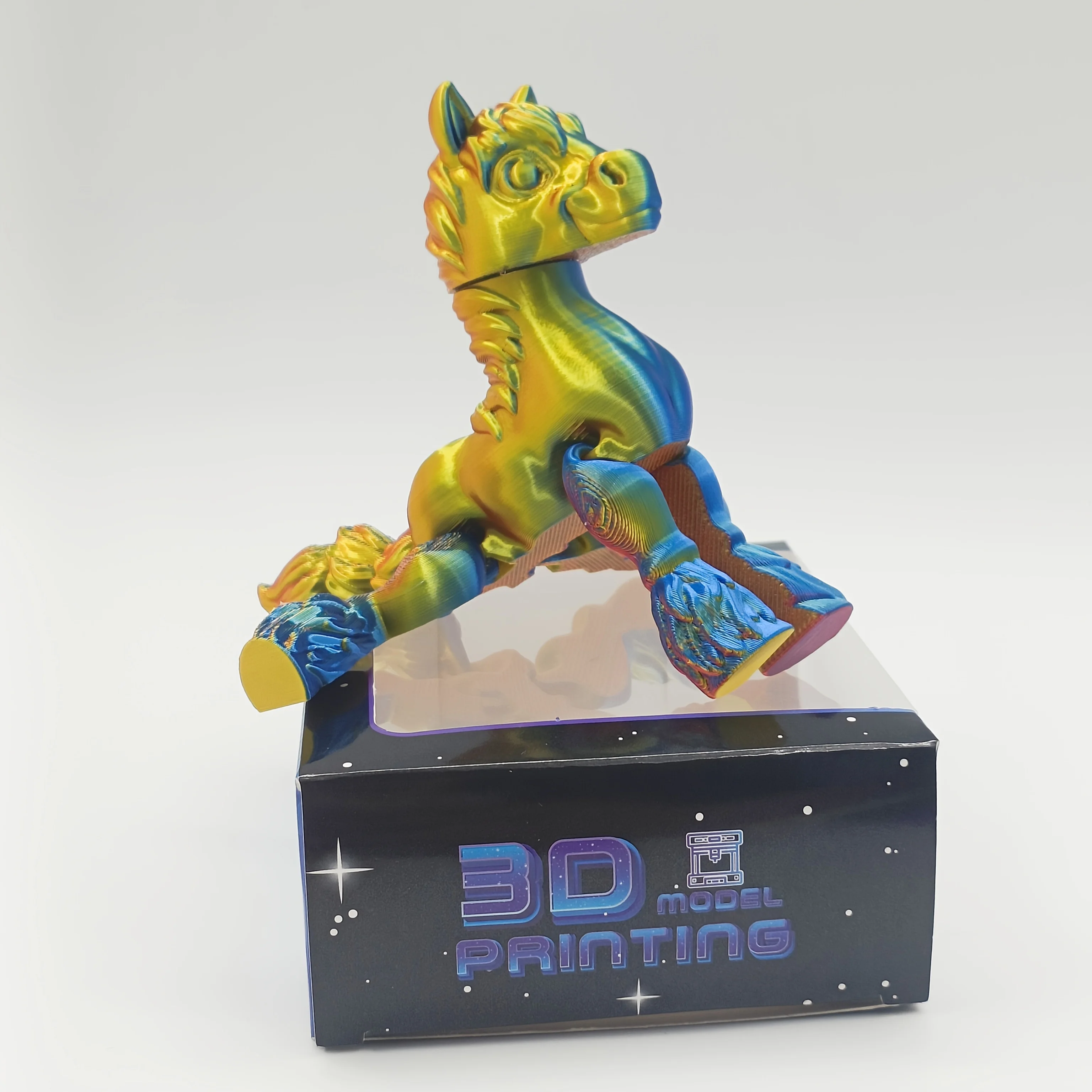 3D printed large mane horse home office statue, cute mane horse ornament can be used as animal science popularization statue