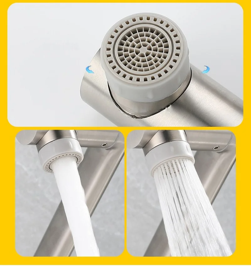 Stainless Steel Foldable Basin Faucet Wall Mounted Bathroom Kitchen Sink Washbasins Cold Hot Water Mixer Tap 360 Degree Swivel