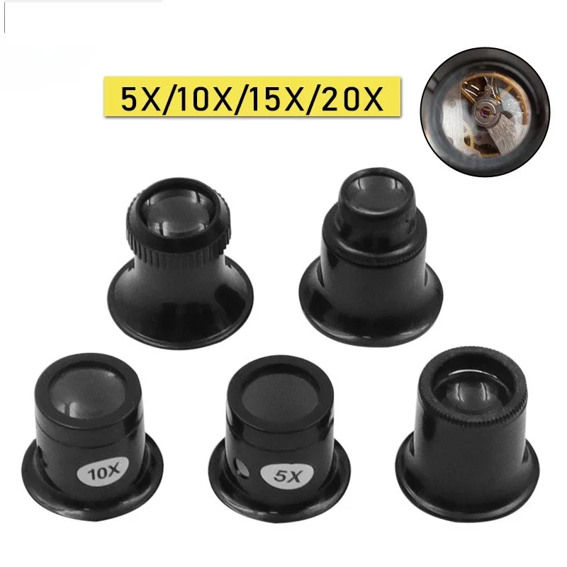 Watch Magnifier Tool 5X 10X 15X 20X Jewelers Portable Monocular Magnifying Glass Loupe Lens for Eye Magnifier Lens