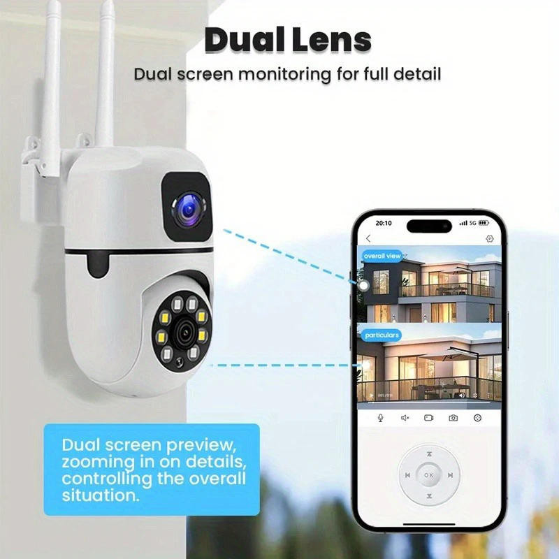 390Eyes 8MP WiFi Outdoor Security Camera 4MP PTZ Camera Motion Detection Auto Tracking Two Way Audio CCTV Surveillance Cameras