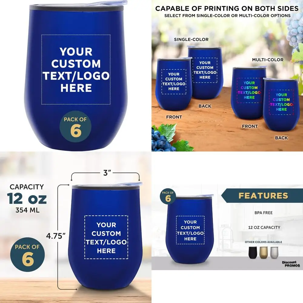 

Изолированные персонализированные стаканы для вина без ножек, набор из 6–12 унций, идеально подходят для вина и коктейлей, подходят для горячих и кол.