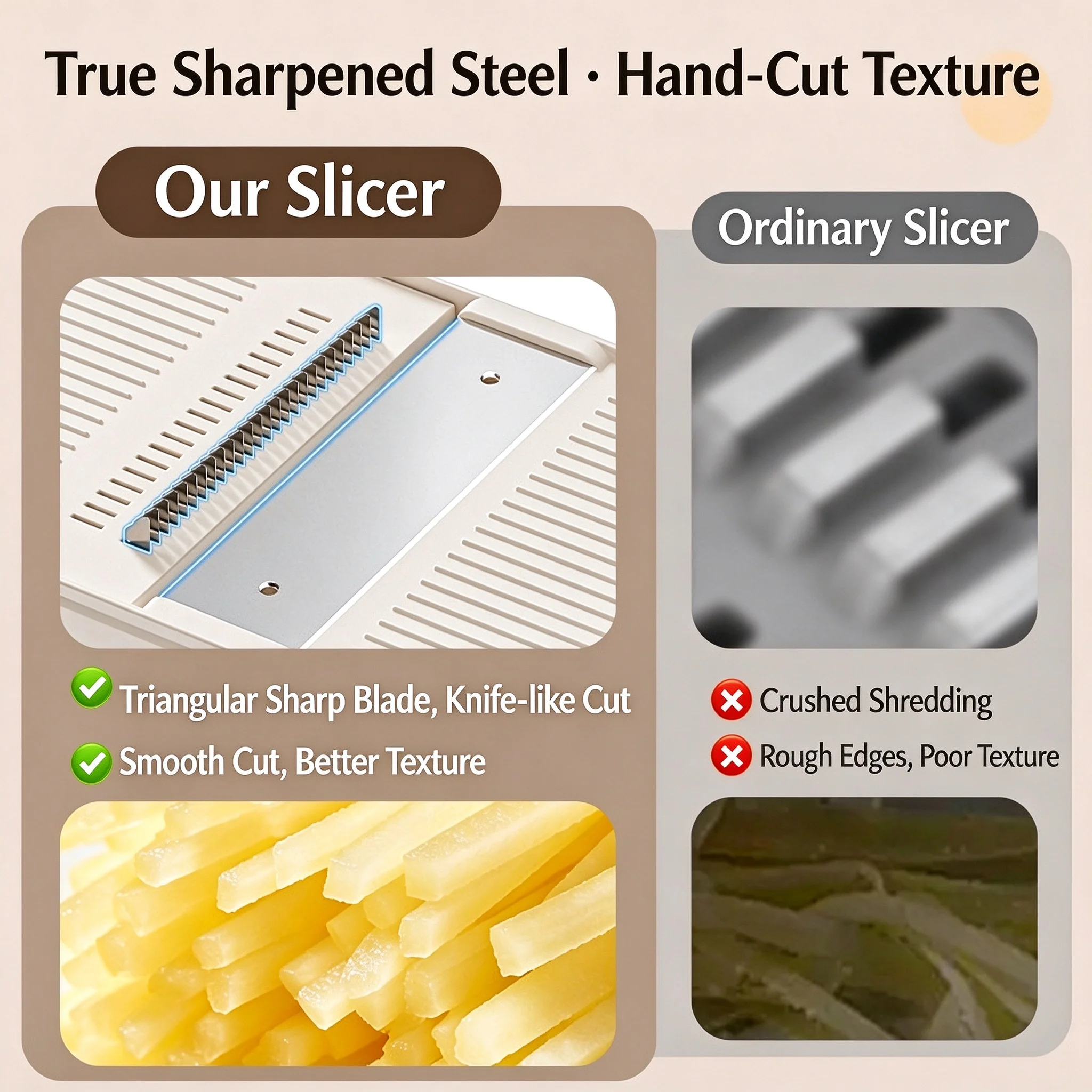 Vegetable Slicer, Dual-Door Hand Guard Grater Shredder, Sharpened Blade Adjustable Thickness Kitchen Gadgets