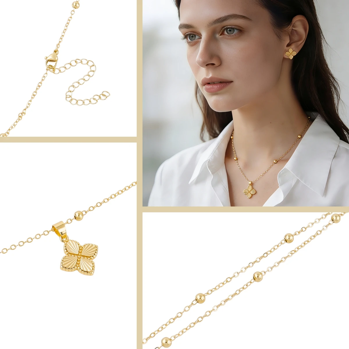 Romantisches 2-teiliges Schmuckset mit Anhänger, Halskette und Ohrringen, perfekt für Frauen, Bräute, Hochzeiten, Geschenke und Mädchen-Geburtstage – Detail 26