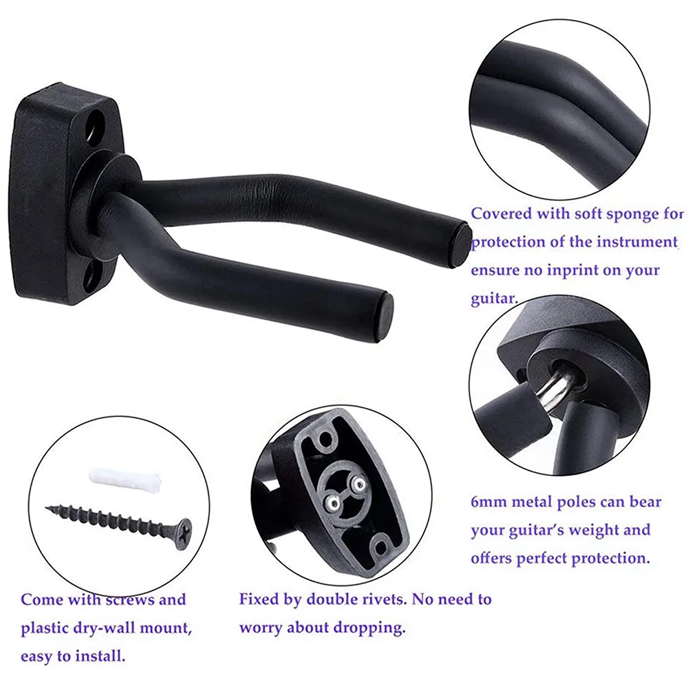 المعادن الغيتار شماعات هوك جدار جبل حامل حامل حامل عدم الانزلاق حامل للجيتار القيثارة الكمان باس الغيتار أداة الملحقات