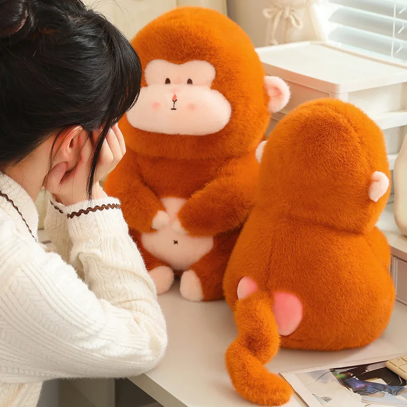 Muñecas de mono de peluche Súper suaves, juguetes de animales de simulación, decoración amarilla, lana larga para niñas y niños, regalos de cumpleaños, 22/40cm