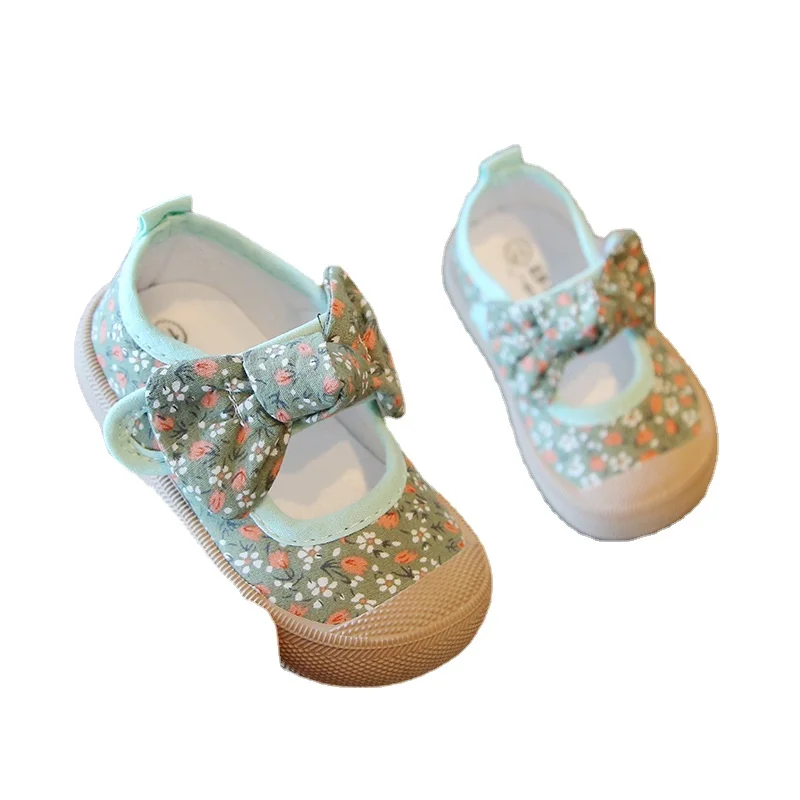 Sapato de caminhada para lactentes e crianças, bonito sapato de lona menina, sapato respirável, solas macias Kid Sneakers, itens do bebê, outono,