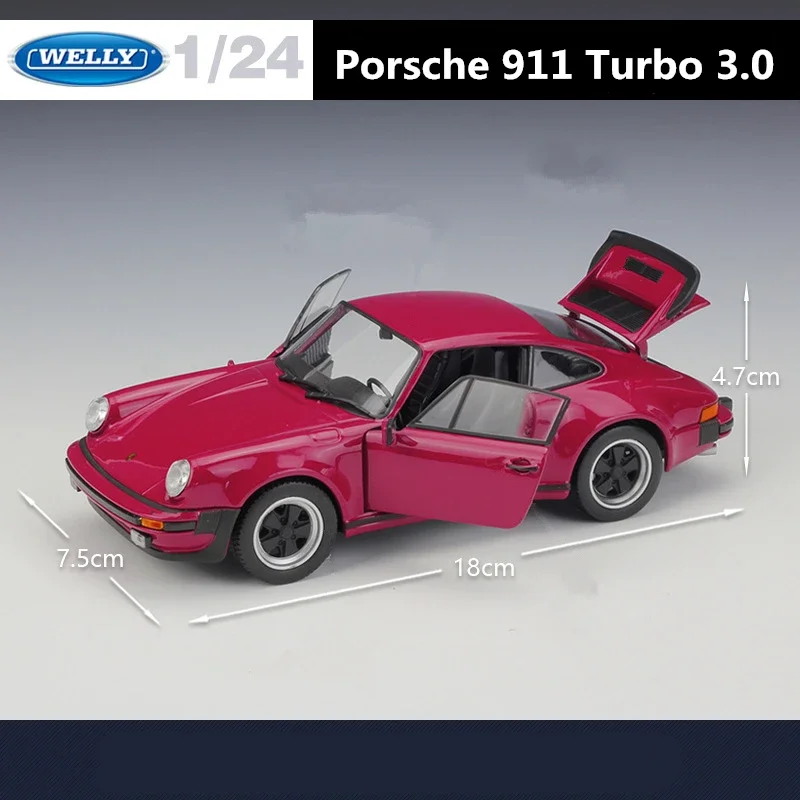 WELLY 1:24 1974 Porsche 911 Turbo 3.0 Alloy Sports Car Model Diecast Metal Toy Vehicle Car Model Simulation Collection Kids Gift