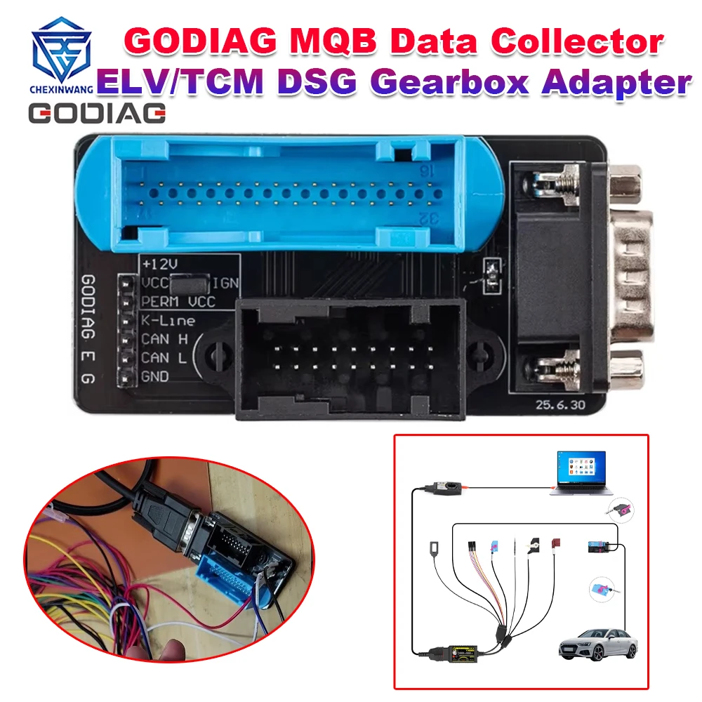 

GODIAG MQB Data Collector ELV/TCM DSG Gearbox Adapter For GODIAG GT115 GT107+Gearbox Adapters Full Protocol OBD2 Jumper Adapter