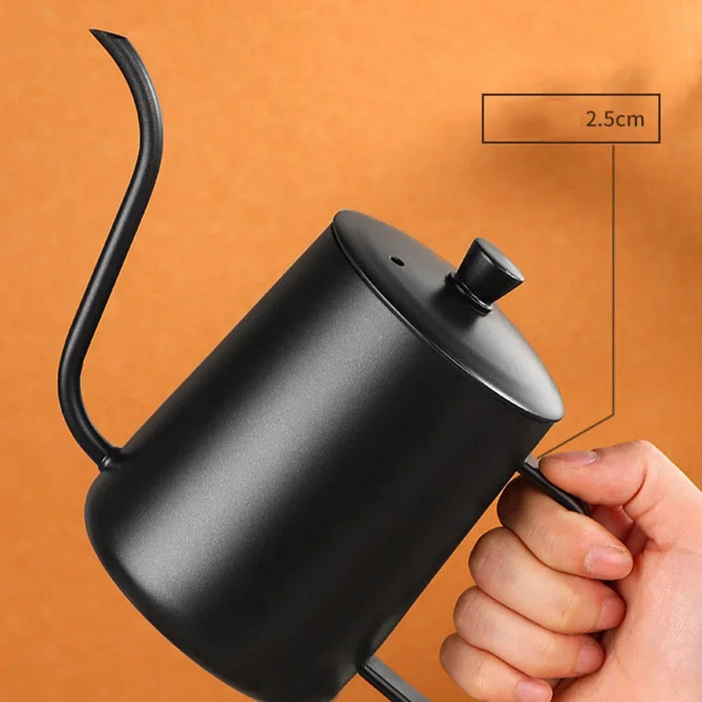 Black Coffee Pot 304 Stainless Steel Long Narrow Spout Drip Kettle Manual Pour Over Coffee Maker Tea Pot 350ml/600ml with Lid