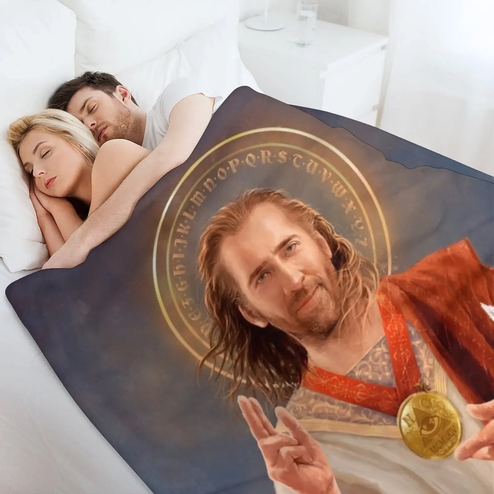 نيكولاس كيج سانت نيكولاس أوف كيج - نيك كيج اللوحة الدينية الأصلية رمي بطانية الصيف قيلولة الزخرفية سرير البطانيات #4