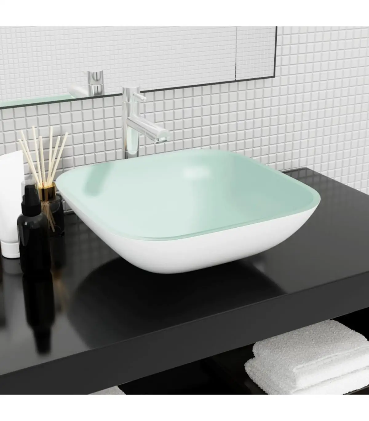 Washbasins white glass basin 42x42x14 cm