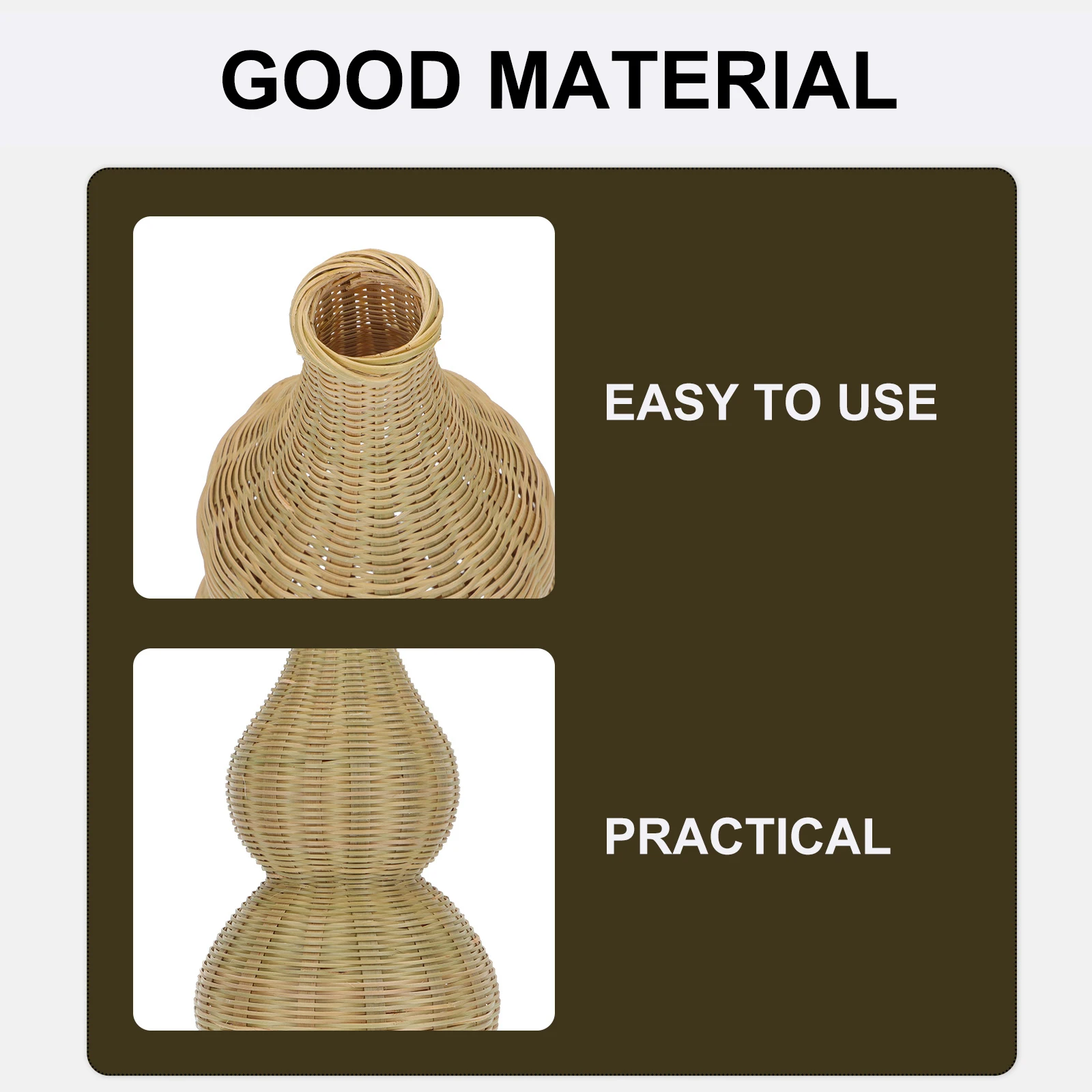 

Bamboo Woven Vase Handmade Flower Container Office Decor Plant Basket Weaving Artistic Style