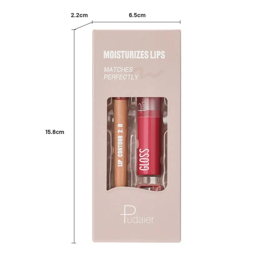 Matte Lip Pencil Lipstick and Lip Liner Combo Hydrating Lipstick Smooth Lip Liner and Lip Gloss Kit with Sharpener Non-Stick
