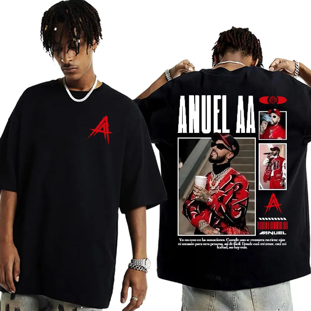Rapper Anuel AA Rhlm 2 Album 2025 Merch T-shirt Men's Clothing Harajuku Vintage Style T Shirt Comfort Cotton Oversized T Shirts