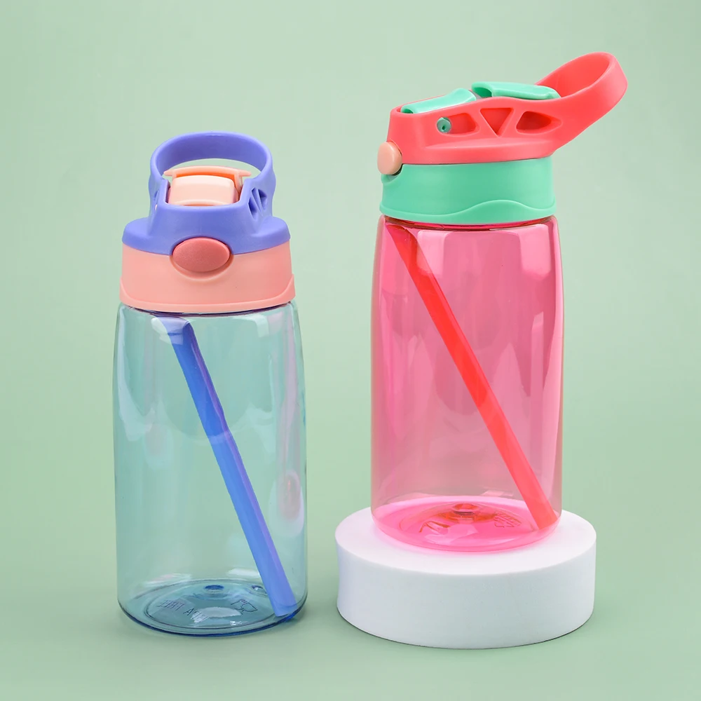 Children Straw Cup Outdoor Sports Water Bottle 480ml PC Plastic Creative Gift BPA Free Drinking Water Portable Sports Bottles