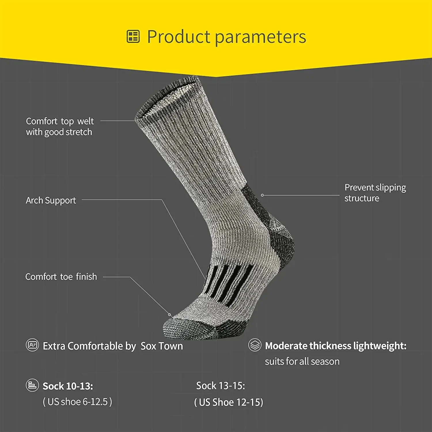 80% Merino Wool Socks Warm Thicken Hiking Cushion Crew Socks For Men Women Breathable Sports Socks Moisture Wicking Euro Size