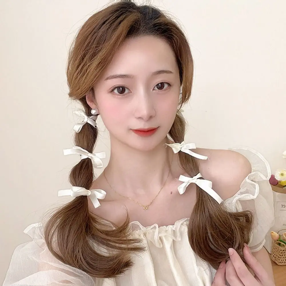 甘いカラフルな編組リボンヘアバンドロング帽子シルクヘアネクタイツイストヘアアクセサリーヘアロープ女の子
