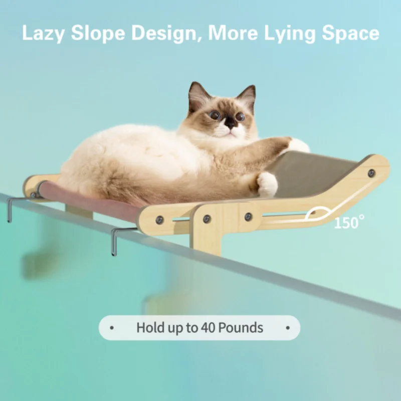 Suspended Cat Nest Wooden Solid Balcony Cat Hammock All-season Universal Cat Windowsill Sun Hanging Bed Easy Washable Hammock