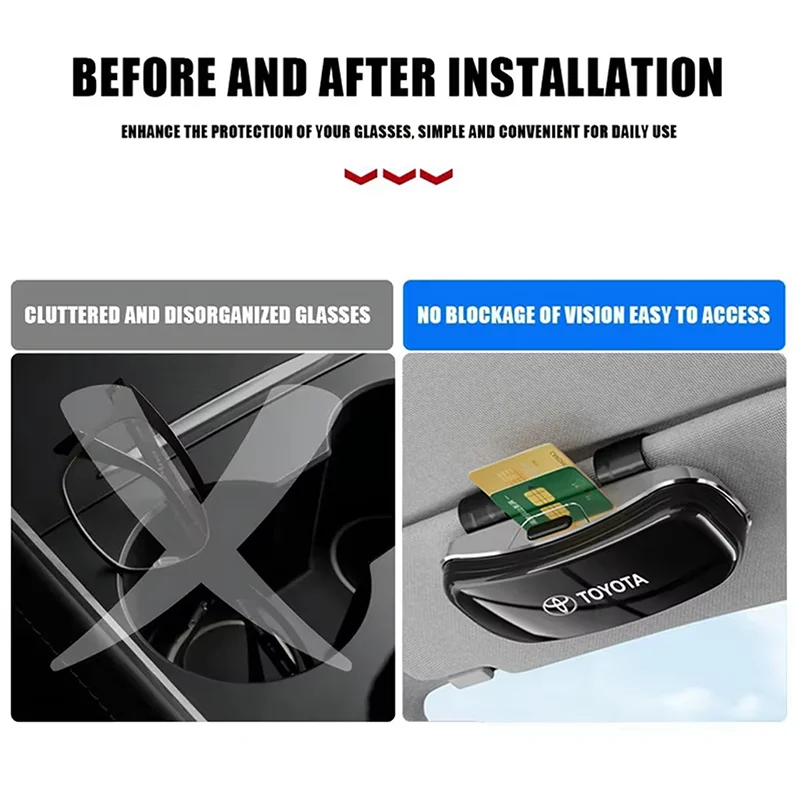

Горячая новинка 2026: Органайзер для очков в автомобиль (на козырек) для Toyota GR, Crown, Corolla, Yaris, Aygo, Prius, CHR, Camry, Au