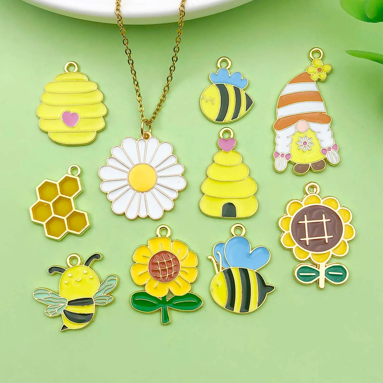 10/20 قطعة المينا النحل ، العسل ، قزم ، زهرة سحر سبيكة النبات ، الحشرات المعلقات ل سوار ذاتي الصنع قلادة صنع المجوهرات الإكسسوارات #6