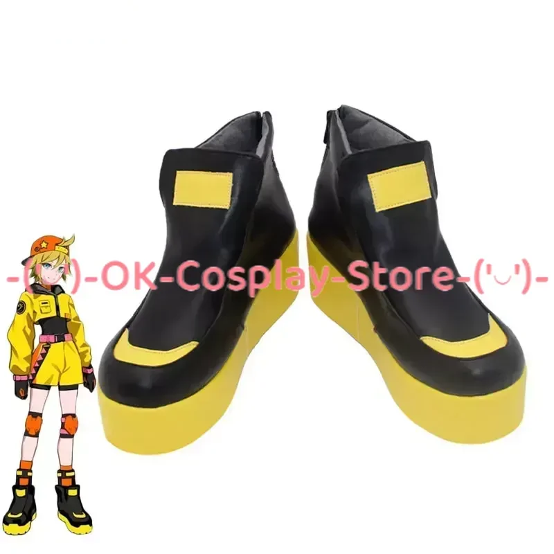 

[Customized] Len Cosplay Shoes Anime Game Roleplay Props Halloween Carnival Holiday Party PU Leather Boots Wedges Round Toe