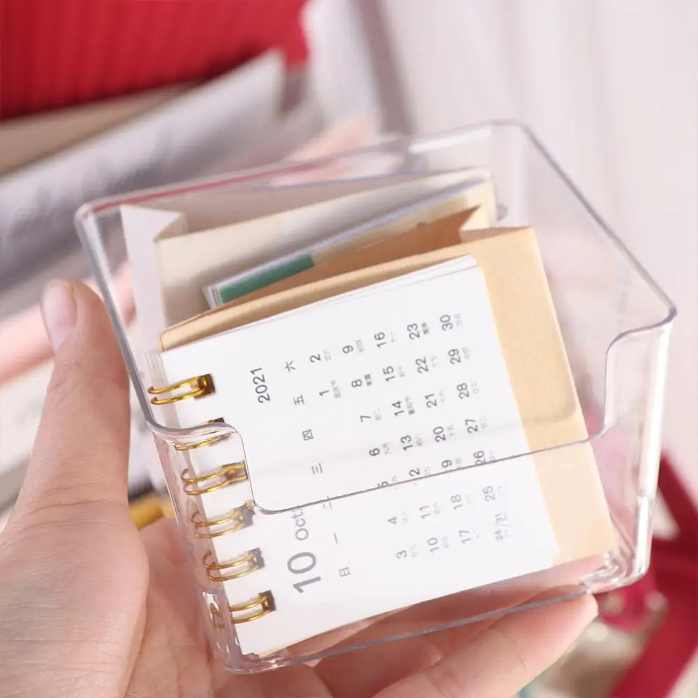 INS Chic Acrylic Note Holder Transparent Waterproof Clear Note Box Card Paper Efficient Desk Organizer Desktop