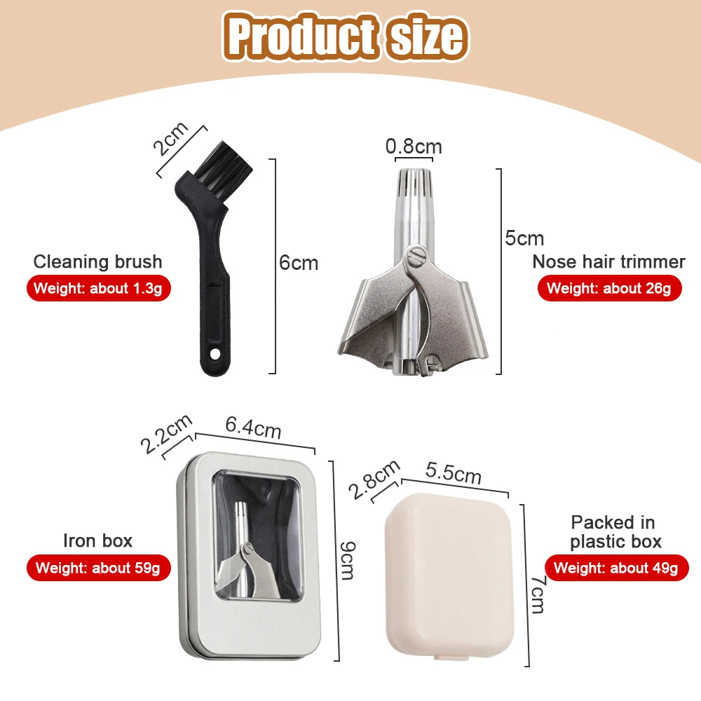 Nose Trimmer for Men Stainless Steel Manual Trimmer for Nose Vibrissa Razor Shaver Washable Nose Ear Hair Trimmer Care Tool