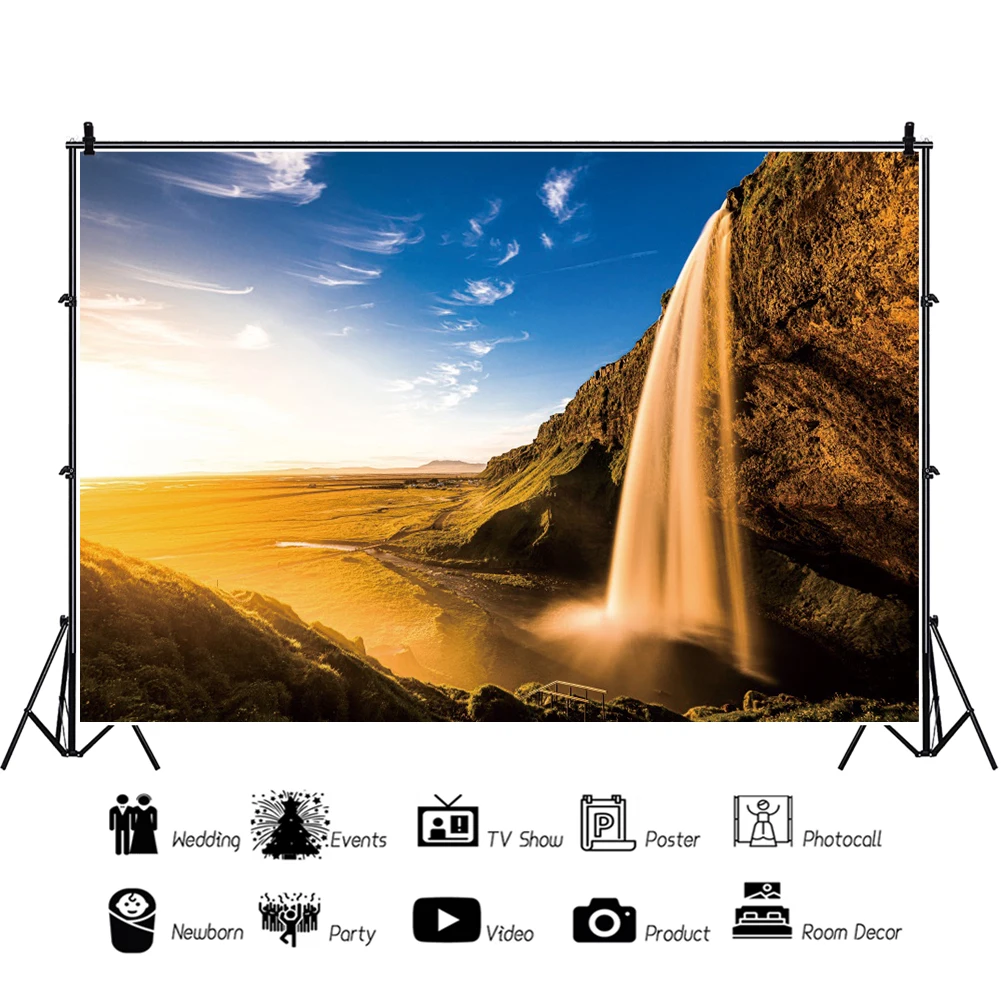 Gobi الصحراء التصوير خلفية اللوحة ، صني الصحراء Gobi الصحراء شلال خلفية صفراء ، وتجارة الجملة والتجزئة