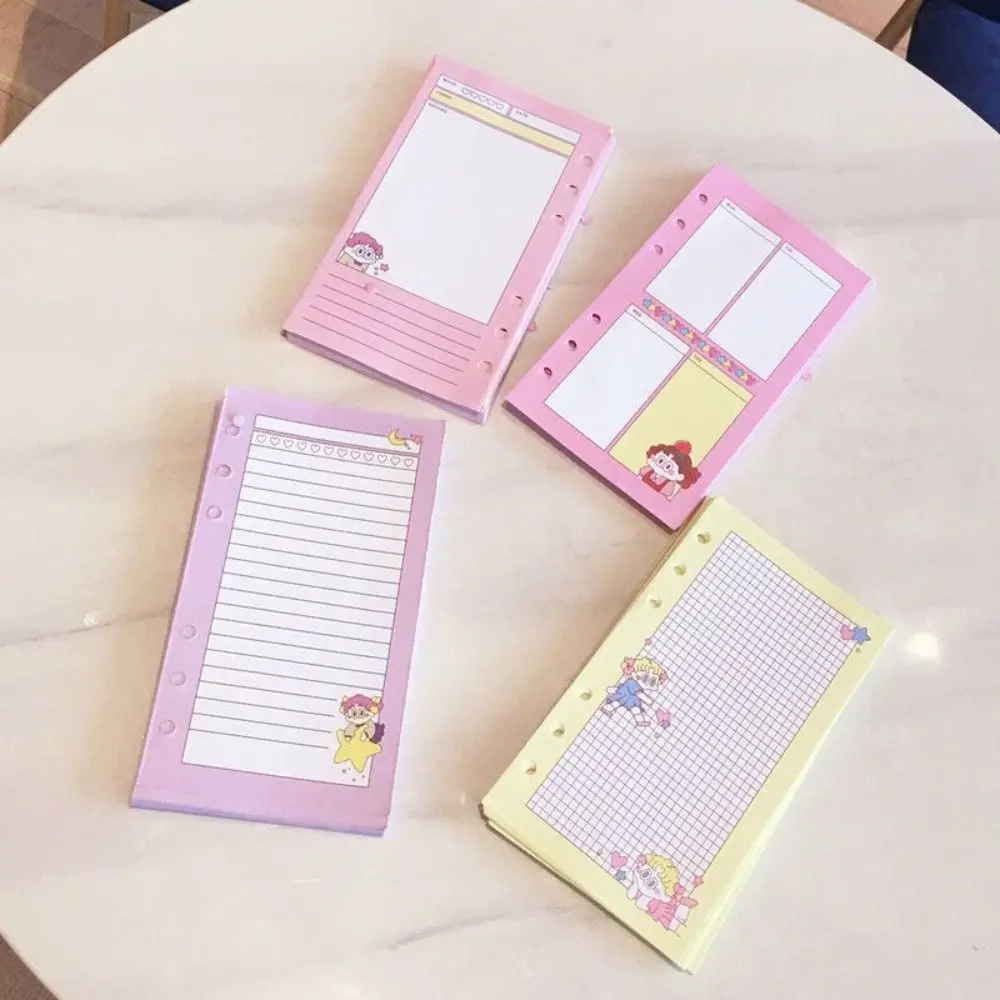 Recambio de papel de hojas sueltas A6, 80 hojas, 6 agujeros, Agenda de papel, carpeta mensual, página interior, suministros escolares