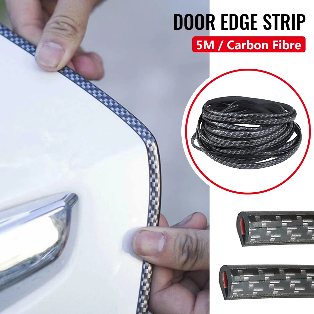 5M Carbon Fibre Car Door Edge Trim Molding Seal Scratch Protector Guard Strip Protector