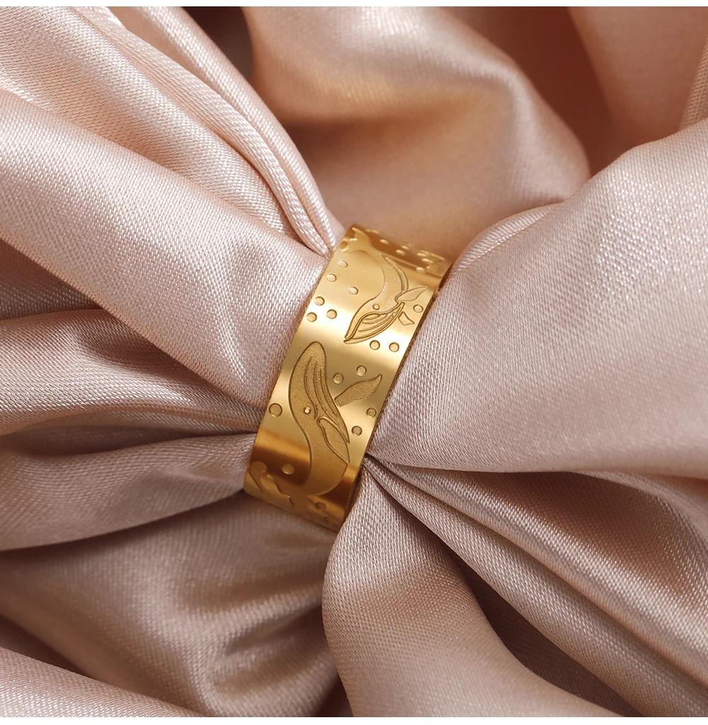 COOLTIME Wal Ringe für Frauen Männer Edelstahl Gold Farbe Mode Niedlichen Tier Finger Ringe Party Schmuck Geschenk – Detail 10