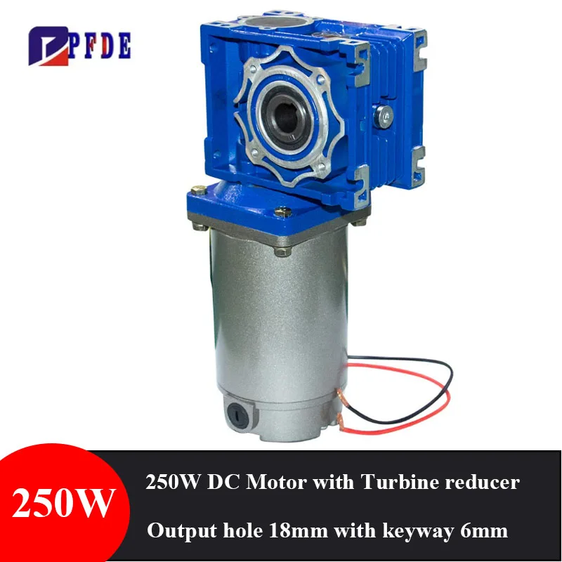 

High Powerful 250W DC Motors 12V 24V Geared Motor Matched Worm Gearbox with self-locking for Conveyor Belts