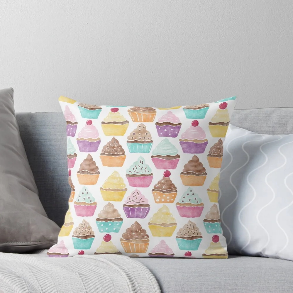 

Watercolour Cupcakes Pattern Throw Pillow Christmas s Covers Christmas Pillowcase Ornamental Pillow pillow