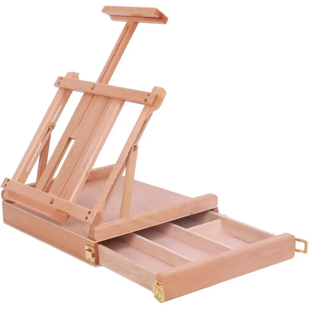 

Деревянный мольберт художника с местом для хранения картин маслом, ноутбуков и художественных принадлежностей