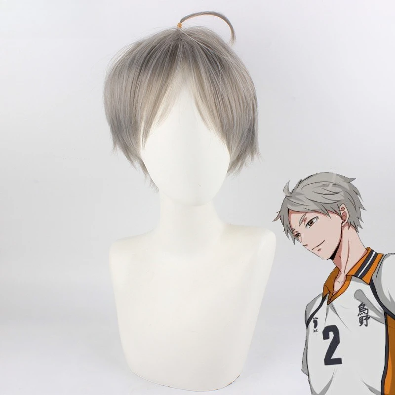 Volleyball Boys Koji Sugawara Cosplay Wig Anime False Hair High-temperature Silk Rose Inner Network Cosplay Wig