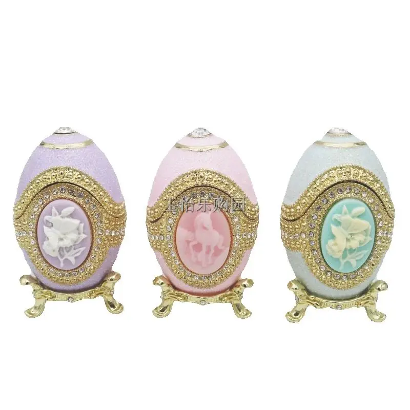 Russia Easter Egg Style Trinket box Hinged Hand Painted Faberge Egg Enameled Jewelry Box birthday gift for family