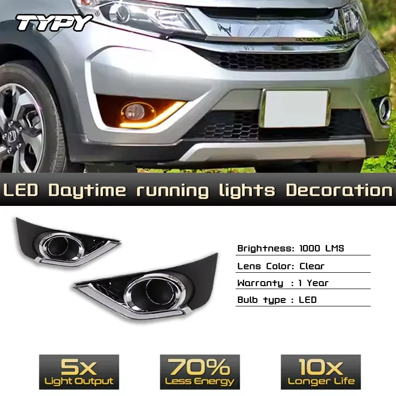 

TYPY Car LED Fog Lamp For Honda BRV BR-V 2015-2019 Car LED Daytime Running Light Dynamic Turn Signal Auto Accessories