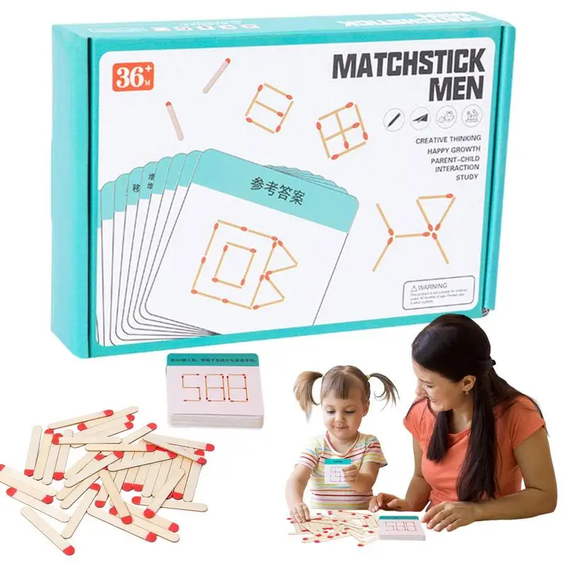 

Children Educational Wooden DIY Puzzle Matches Sticks With Cards Kids Montessori Toys For Olympiad Geometry Logic Thinking