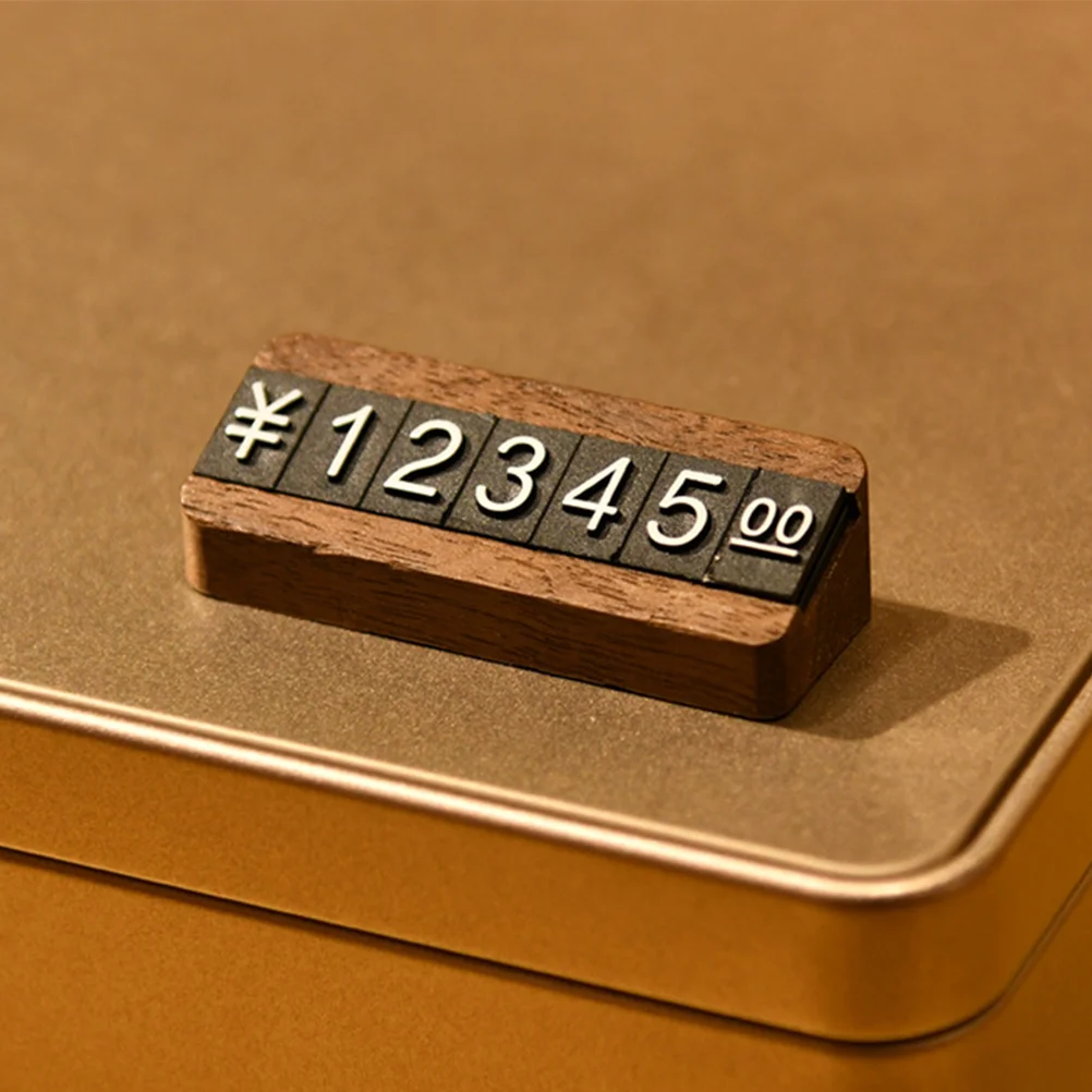 Digital Grain Price Board Adjustable Tags Display Cube Blocks Counter Compact Pricing Stand Wood Solid Jewelry Easy Disassembly